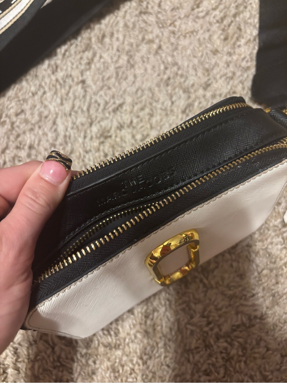 Marc Jacobs White Snapshot Camera Crossbody with Striped Logo Strap - Picture 3 of 7